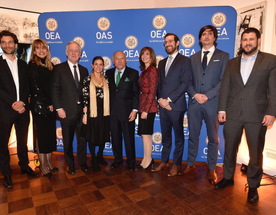 From left to right: Jonathan Berezovsky, CEO of Migraflix, Scarlett Alvarez, AES Corporation, Ambassador James Lambert, Maria Mor, Dr. Enrique Garcia and Linda Eddleman from the Trust for the Americas, Gideon Maltz CEO of Tent, Emiliano Moscoso, CEO of Sierra Nevada, and David Smolansky, Special Advisor to the OAS.